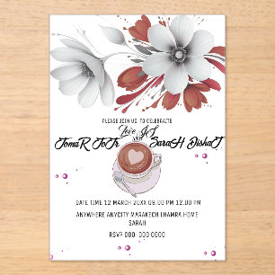 Love is Bridal Shower Invitation, Blue Floral, Blu Acrylic Invitations