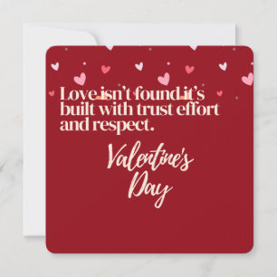 Love is Built Trust Effort Respect Valentine's Day Holiday Card