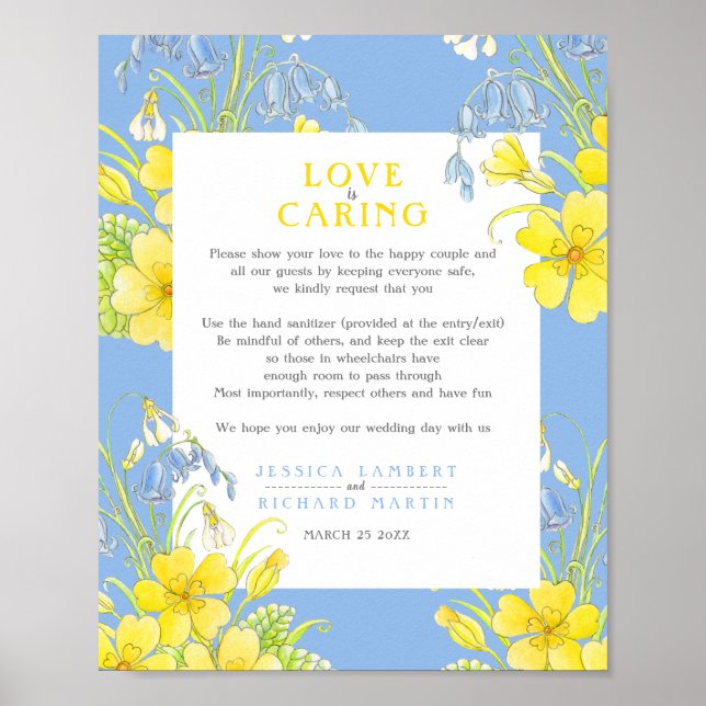 Love is caring blue spring wedding health poster (Front)