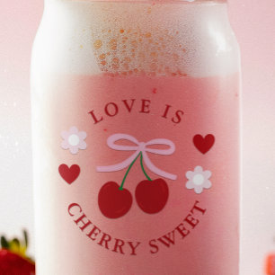 Love Is Cherry Sweet Bridal Shower Can Glass