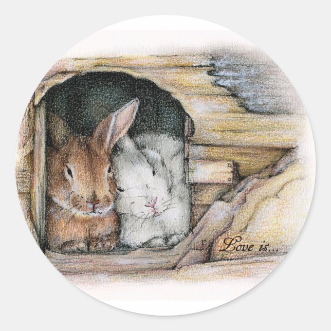 Love is... classic round sticker (Front)