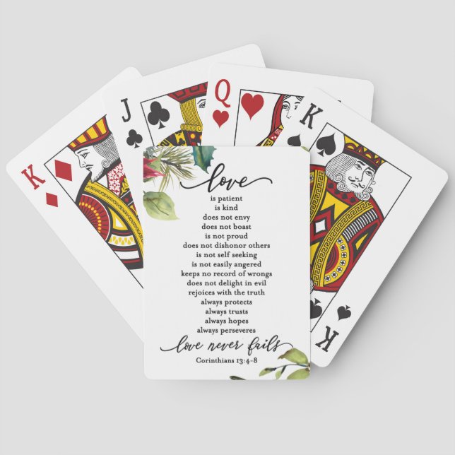 Love is Corinthians Scripture Verse Couple's Playing Cards (Back)