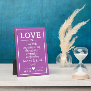 Love Is … custom monograms, date & colour plaque