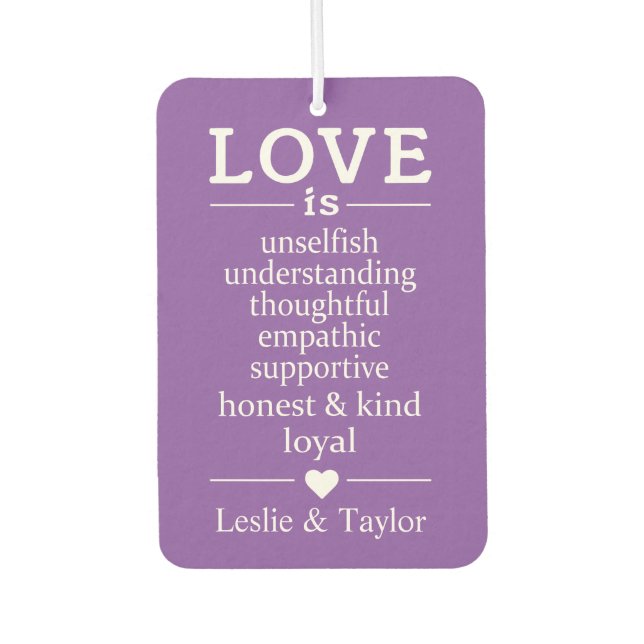 Love Is … custom names & colour air freshner Car Air Freshener (Front)