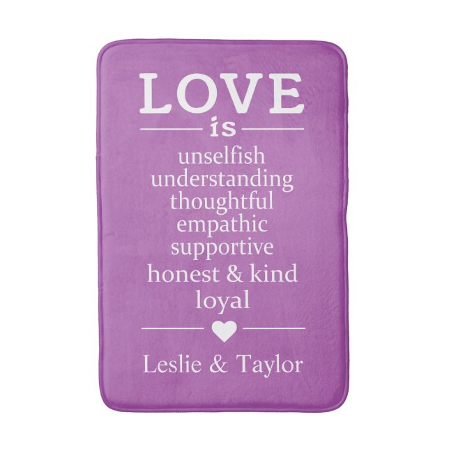 Love Is … custom names & colour bath mats (Front Vertical)