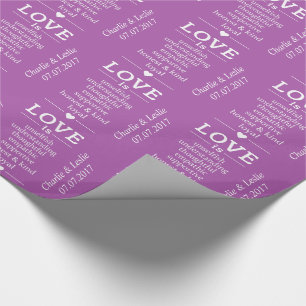 "Love Is" custom names date & colour wrapping pape Paper
