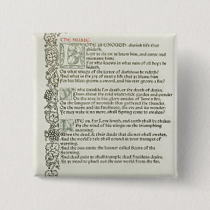 Love is enough, 1897 15 cm square badge