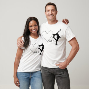 Love is Figure Skating, Girl Skater & Heart T-Shirt