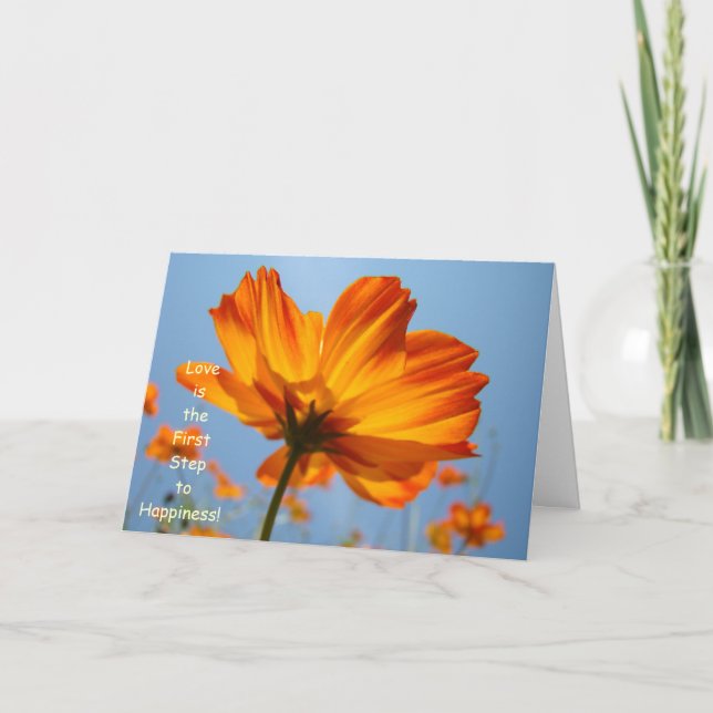 Love is First Step to Happiness Greeting Cards (Front)