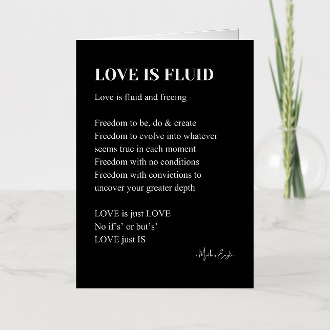 Love is fluid poem poetry  foil greeting card (Front)