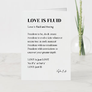 Love is fluid poem poetry foil greeting card
