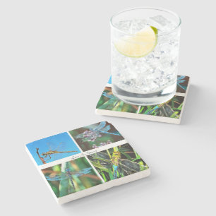 Love Is Forever Artistic Dragonfly Collage Stone Coaster