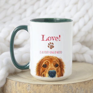 Love is Four-Legged Word   Custom Golden Retriever Mug
