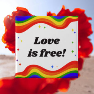 Love is Free: Rainbow Pride Button