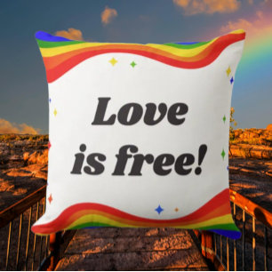 Love is Free: Rainbow Pride Throw Pillow
