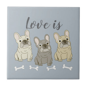 Love is French Bulldogs Ceramic Tile