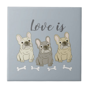 Love is French Bulldogs Ceramic Tile