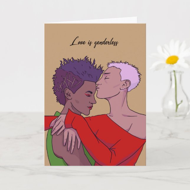 Love is Genderless LGBTQ Holiday Card (Small Plant)