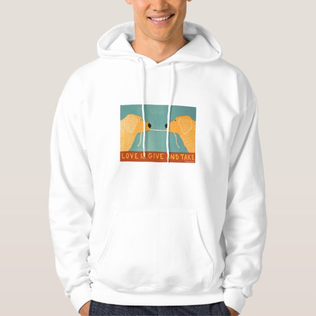 Love is Give and Take- Goldens - Stephen Huneck Hoodie (Front)