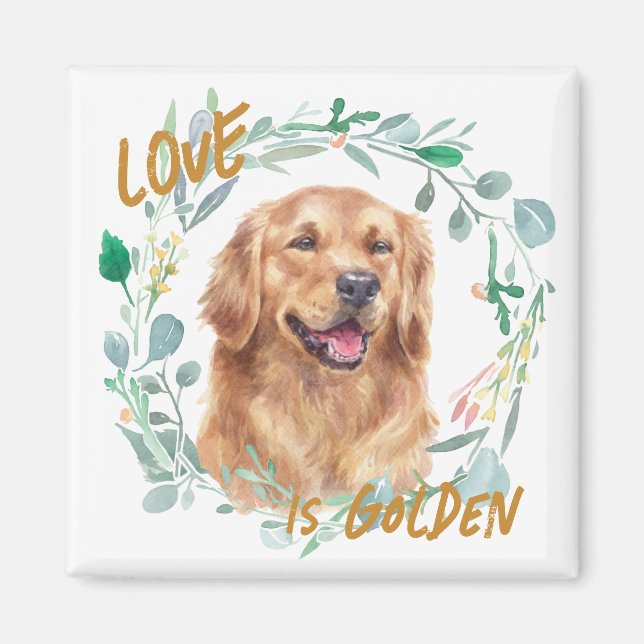 Love is Golden Retriever Wreath Magnet (Front)