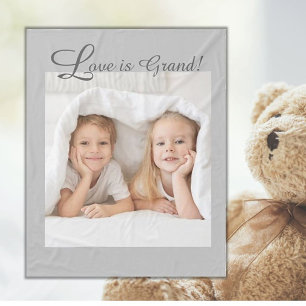 Love is Grand! Grandkids photo Fleece Blanket