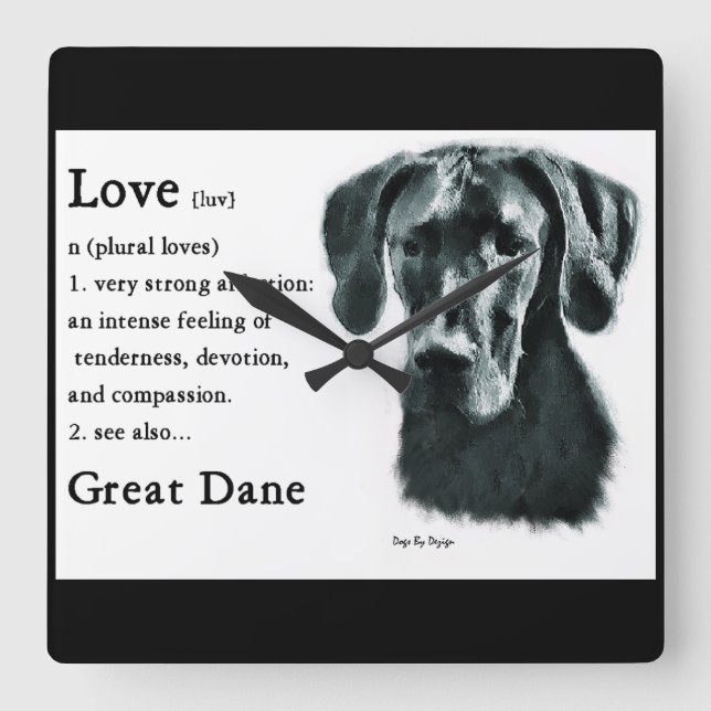 Love Is Great Dane Gifts Square Wall Clock (Front)
