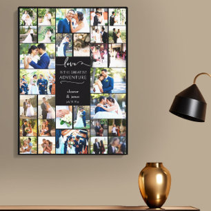 Love is Greatest Adventure Wedding Photo Collage Canvas Print