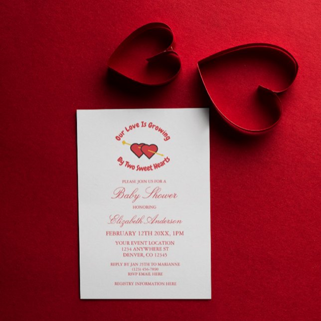 Love Is Growing By Two Hearts Twins Baby Shower Invitation (Creator Uploaded)