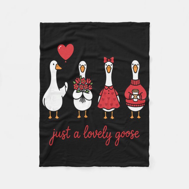 Love Is Honk-derful – Valentine Geese Squad Appare Fleece Blanket (Front)