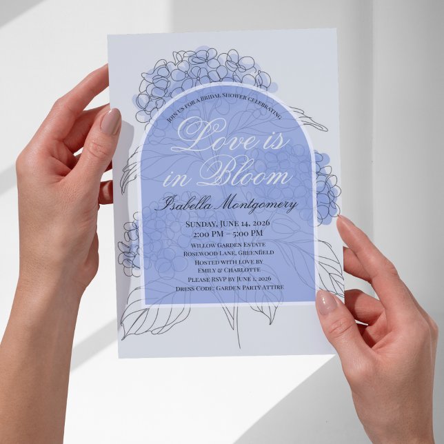 Love Is in Bloom Aesthetic Line Art Hydrangea Invitation (Love Is in Bloom Aesthetic Line Art Hydrangea Invitations
)