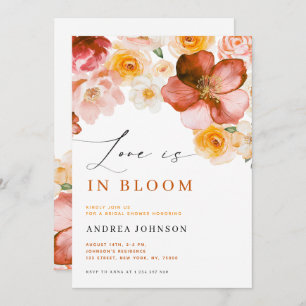 Love is in Bloom Autumn Floral Fall Bridal Shower Invitation