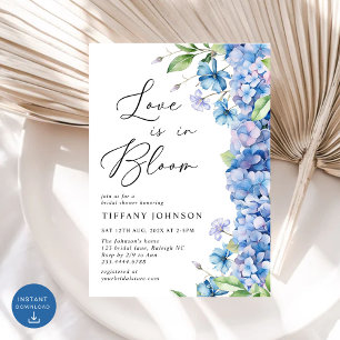Love is in Bloom Blue Hydrangea Bridal Shower Invitation