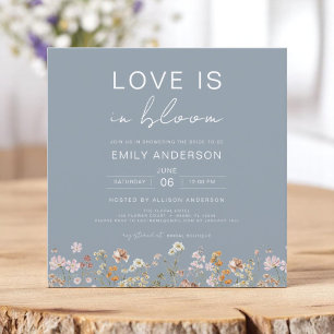Love is in Bloom Blue Wildflower Bridal Shower Invitation