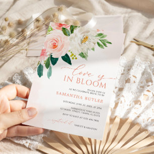 Love is in Bloom Blush Pink Floral Bridal Shower Invitation