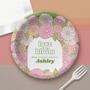Love is in Bloom - Boho Flowers Bridal Shower Paper Plate
