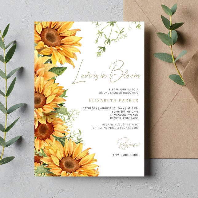 Love is in Bloom boho sunflower bridal shower Invitation (Creator Uploaded)