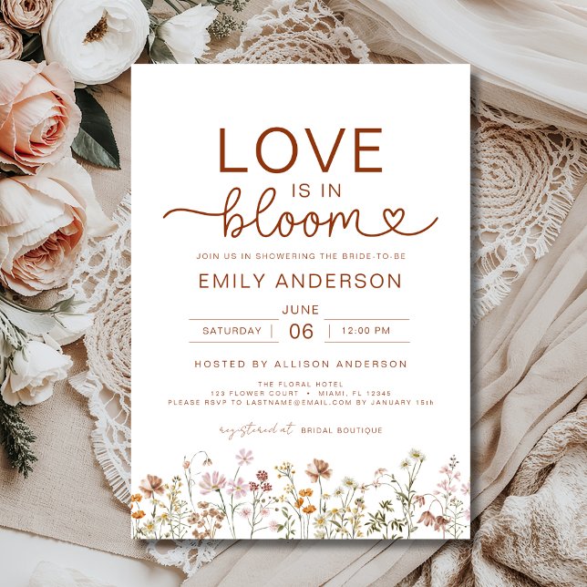 Love is in Bloom Boho Wildflower Bridal Shower Invitation (Creator Uploaded)