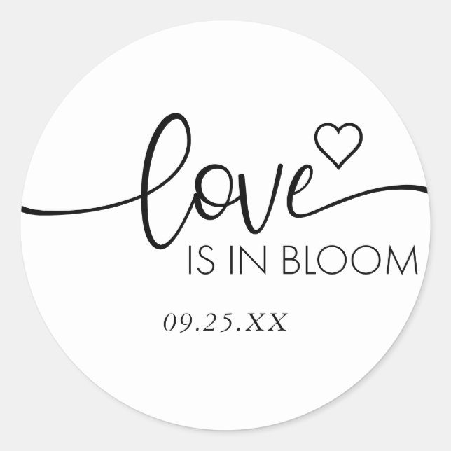 Love is in Bloom Bridal Shower  Classic Round Sticker (Front)