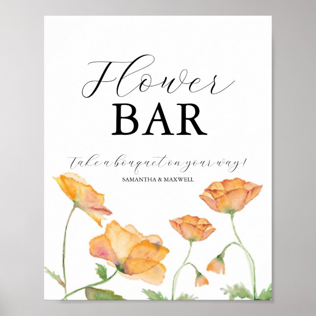 Love Is In Bloom Bridal Shower Flower Bar Sign (Front)