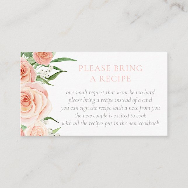 Love Is In Bloom Bridal Shower Recipe Request Enclosure Card (Front)
