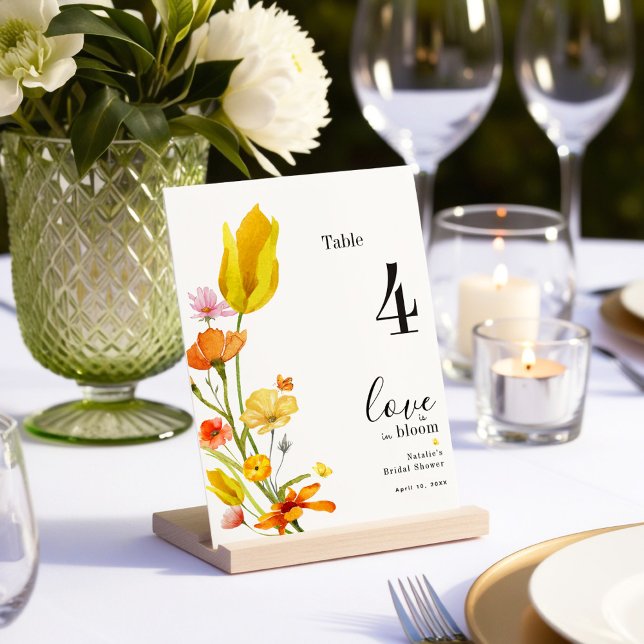 Love is in Bloom Bridal Shower Table Number Card (Creator Uploaded)