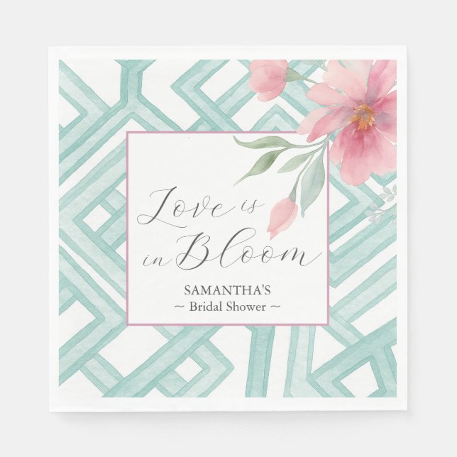 Love is in Bloom Bridal Shower Theme Napkin (Front)