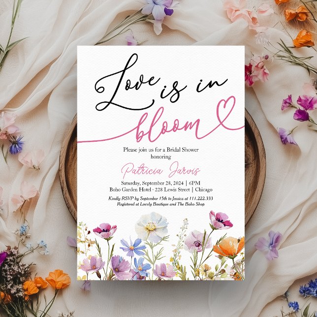 Love Is In Bloom Bridal Shower Wildflower Invitation (Creator Uploaded)