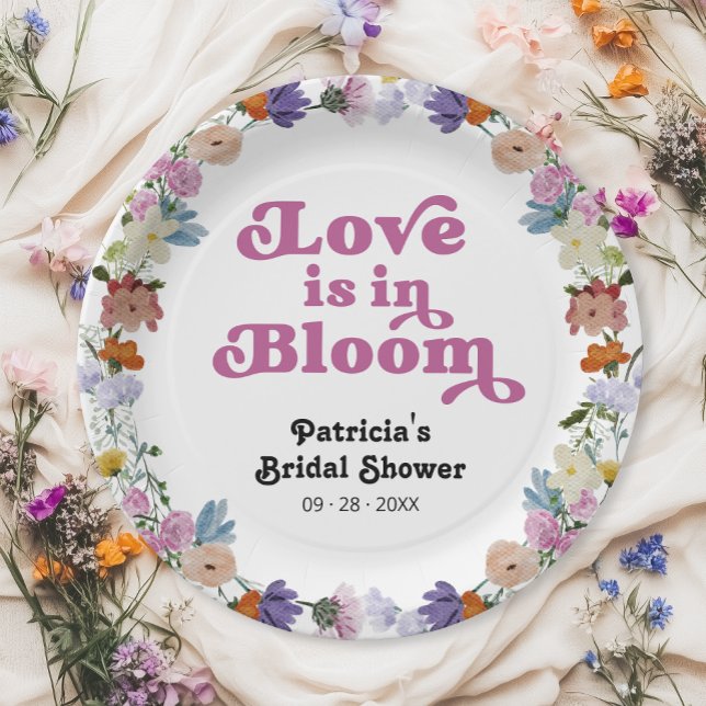 Love Is In Bloom Bridal Shower Wildflower Paper Plate (Creator Uploaded)
