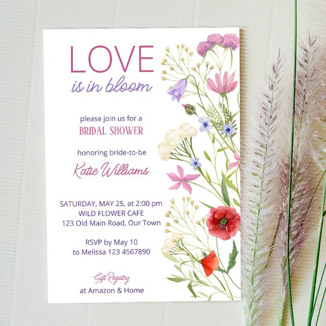 Love is in bloom bridal shower wildflowers invitation (Creator Uploaded)