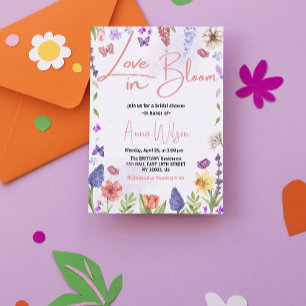 love is in bloom brunch and bubbly bridal shower invitation