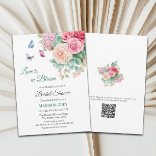 Love is in Bloom Butterflies QR Code Bridal Shower Invitation