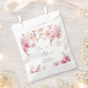 Love is in bloom cherry blossom bridal shower favour bag