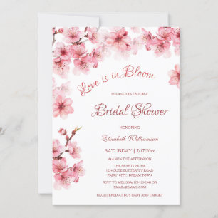 Love Is In Bloom   Cherry Blossom Bridal Shower Invitation