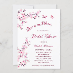 Love Is In Bloom Cherry Blossom Bridal Shower Invitation